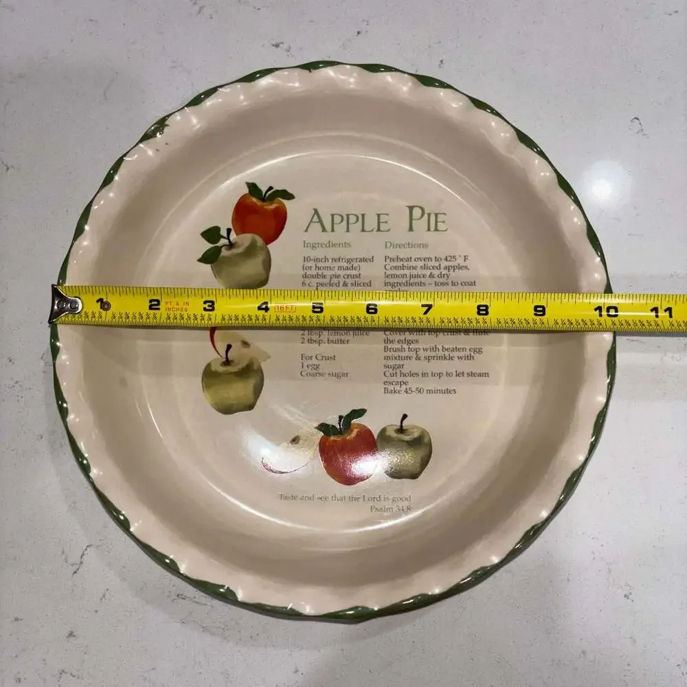 Dennis East International (DEI) Apple Pie Recipe Scalloped Edge Ceramic Baking D